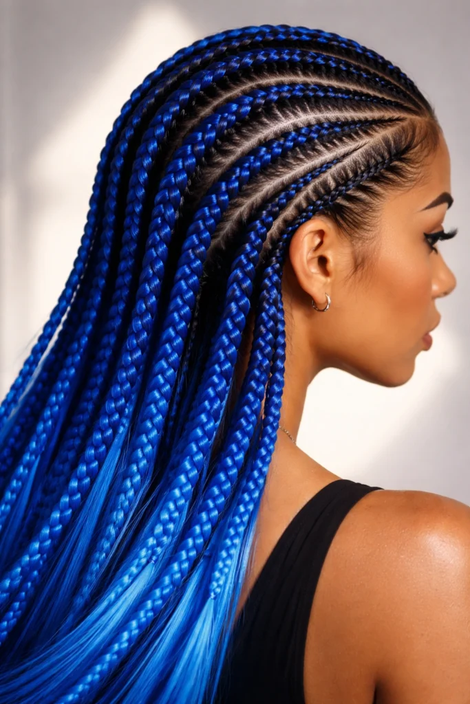 14 Feed In Cornrows in Bold Colors