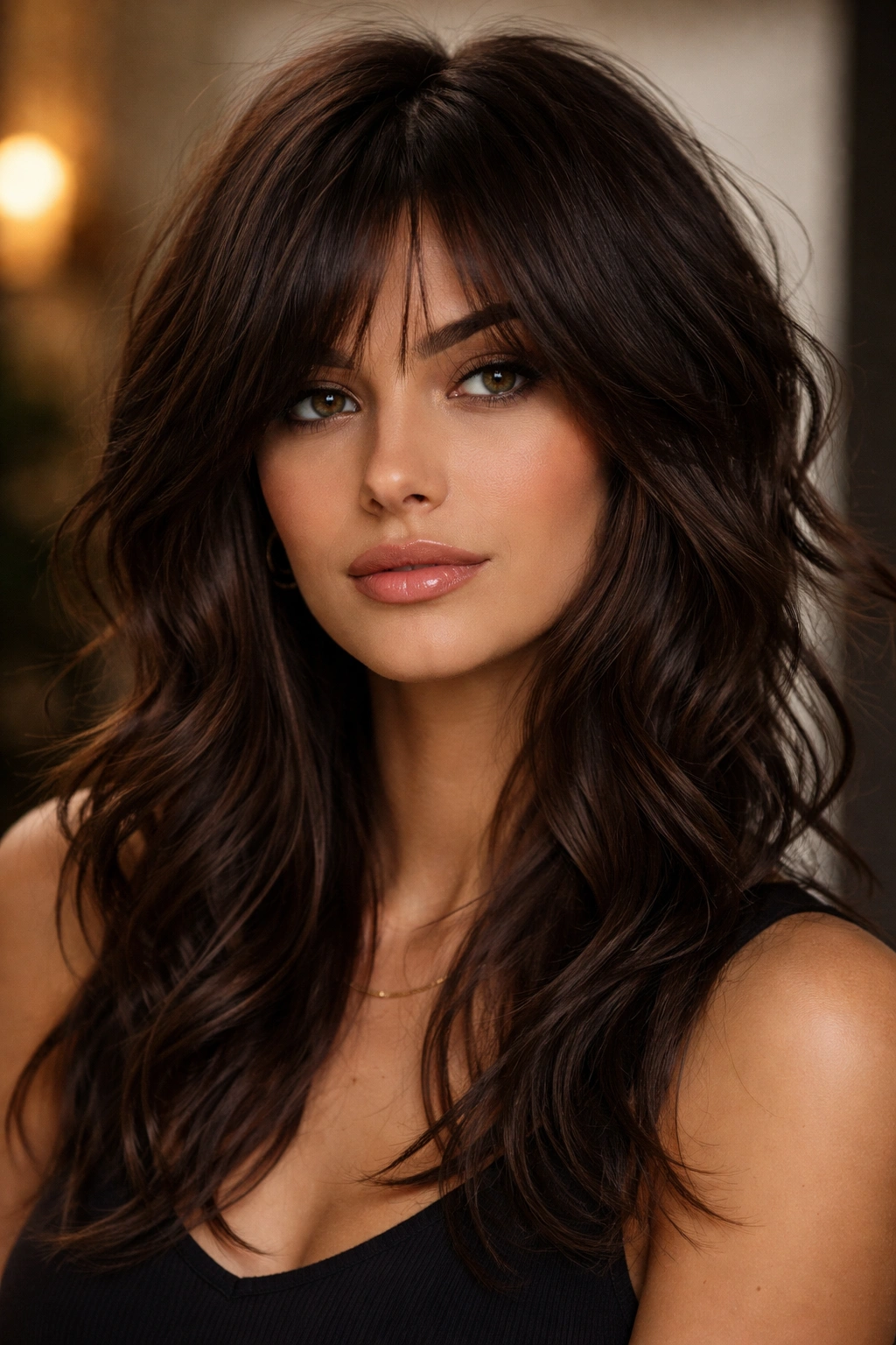 Espresso brown shag cut with pronounced textured layers