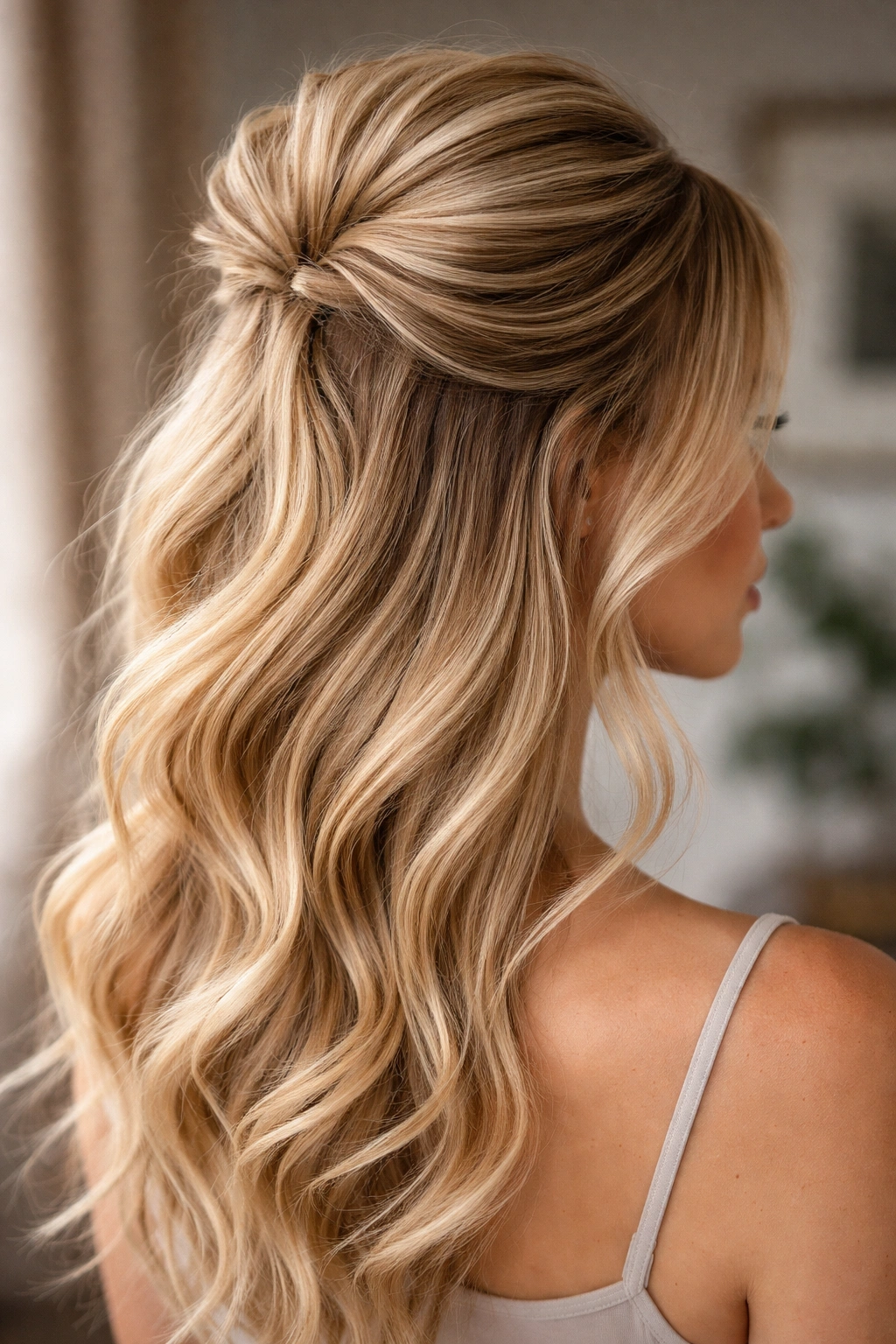 Crown faux hawk half-up with teased volume on fine hair.