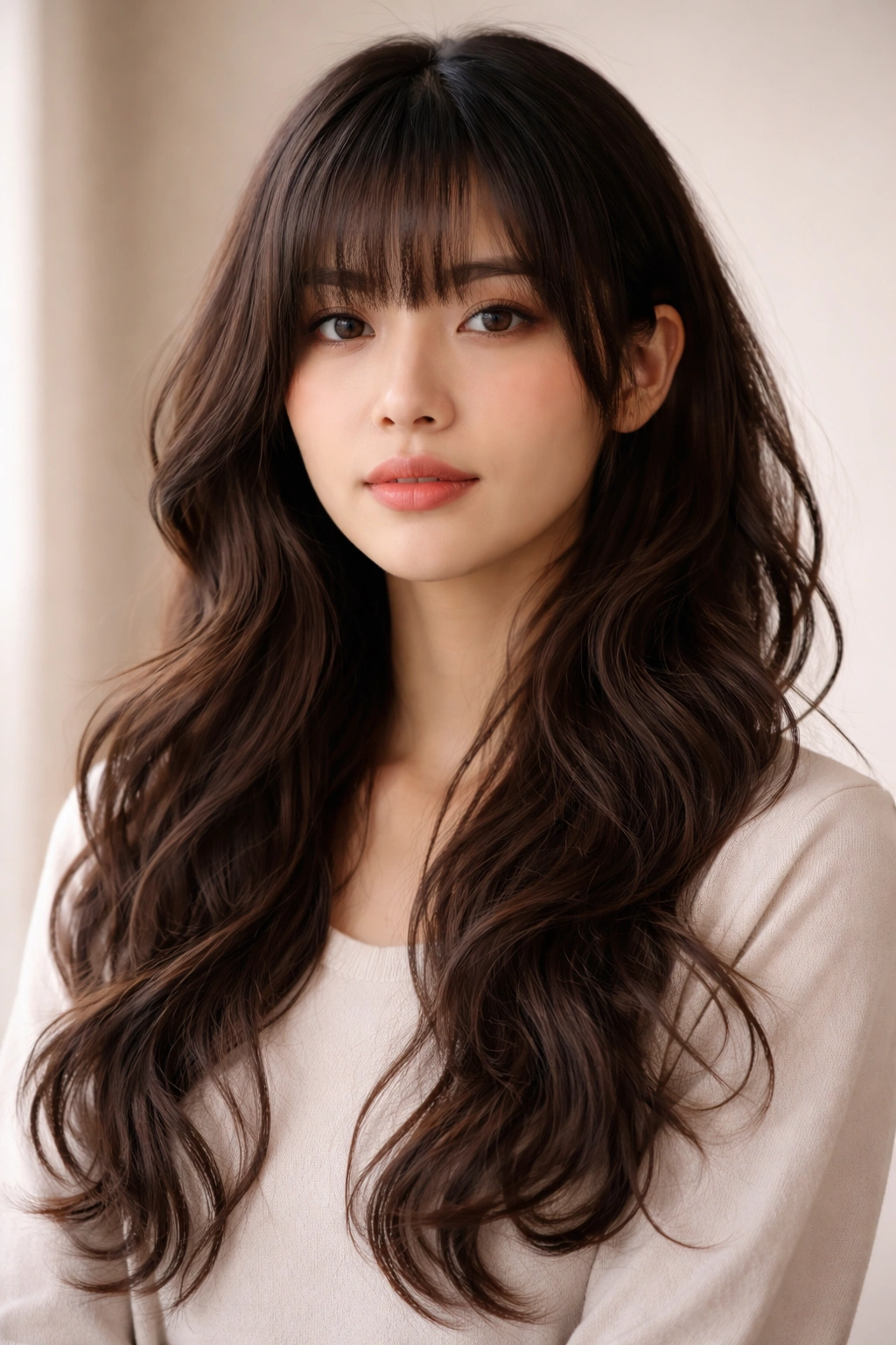 Portrait summarizing takeaways: versatile hime cut with wavy hair on one person.