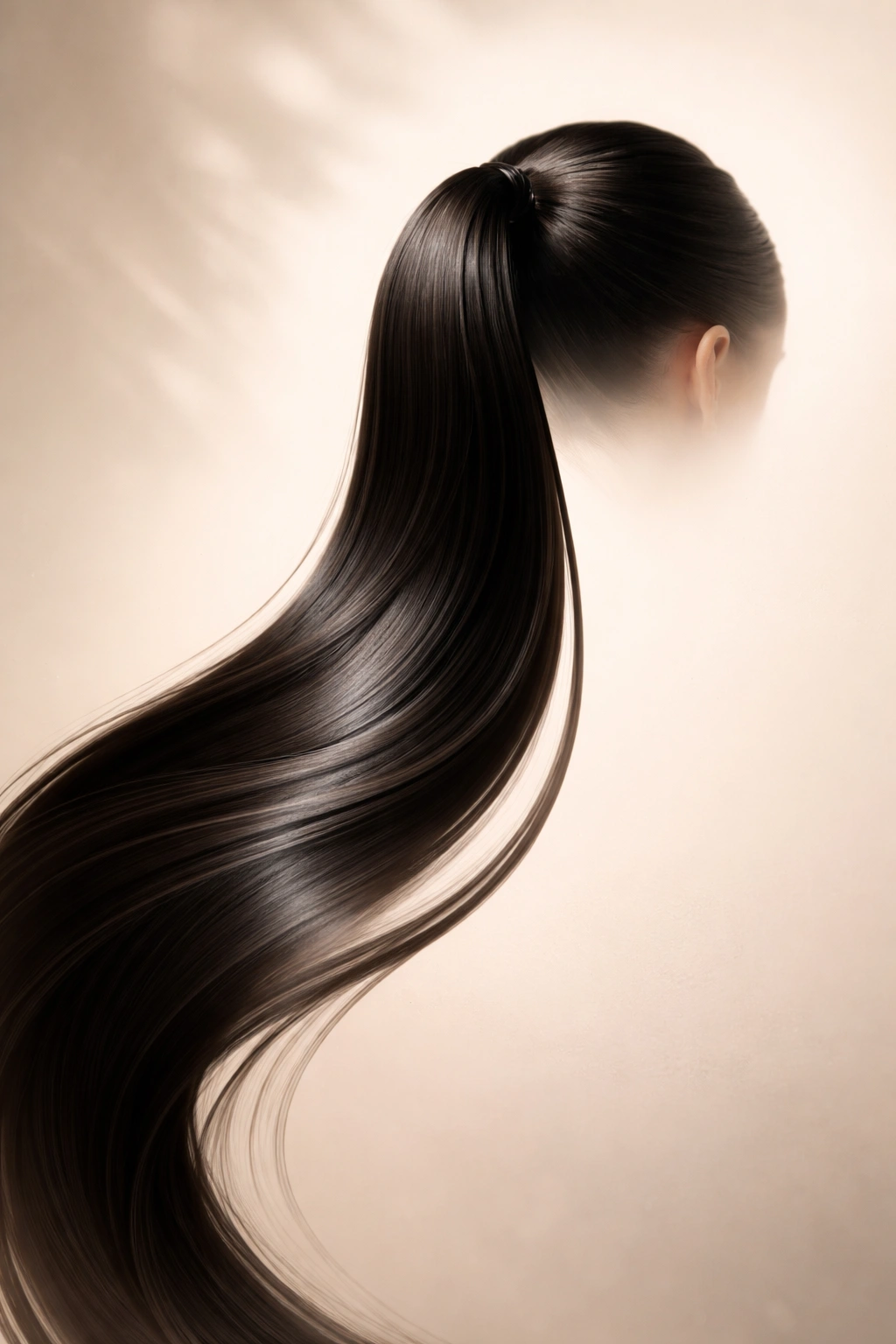 Abstract minimal silhouette suggesting final thoughts and sleek hair elegance