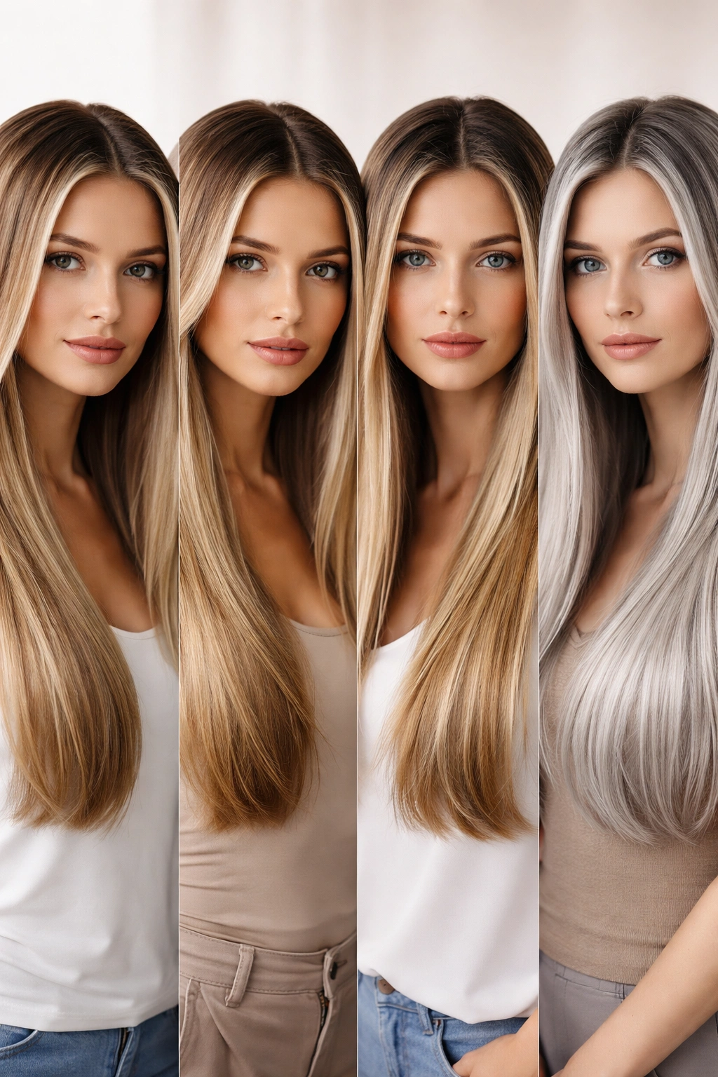 Studio portrait of straight hair with polished balayage, representing final thoughts on color variety.