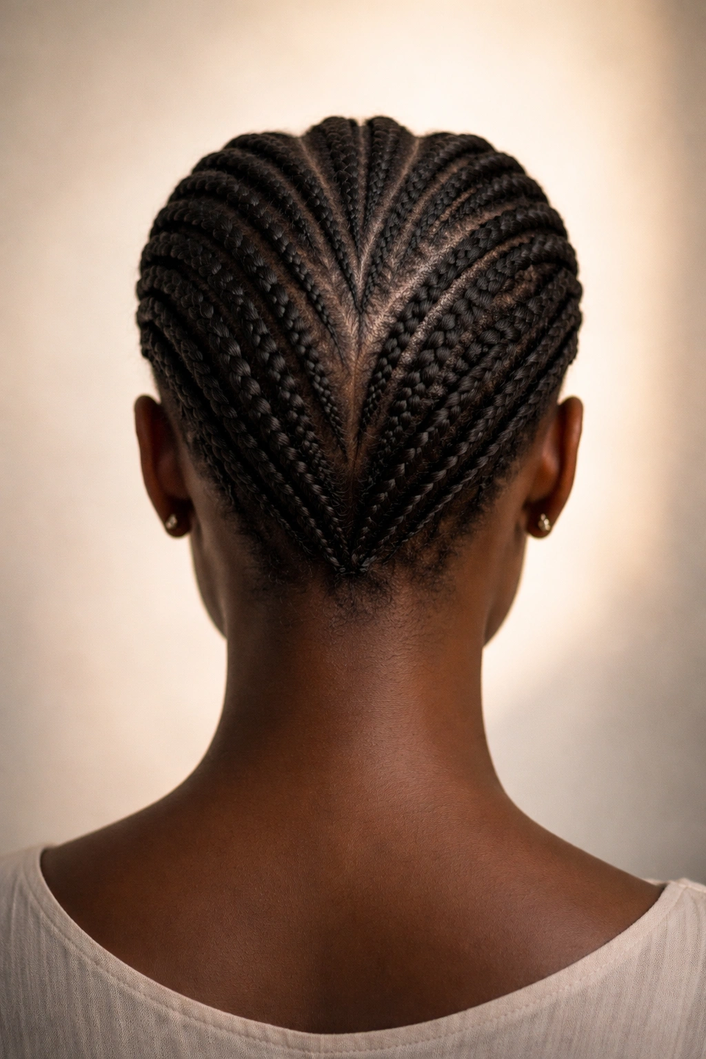 Minimal portrait showing subtle cornrow texture and head silhouette