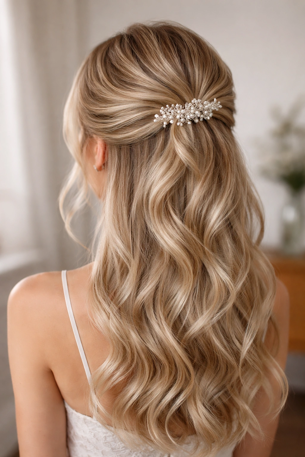 Finished prom hairstyle showing balanced texture and shine for fine hair