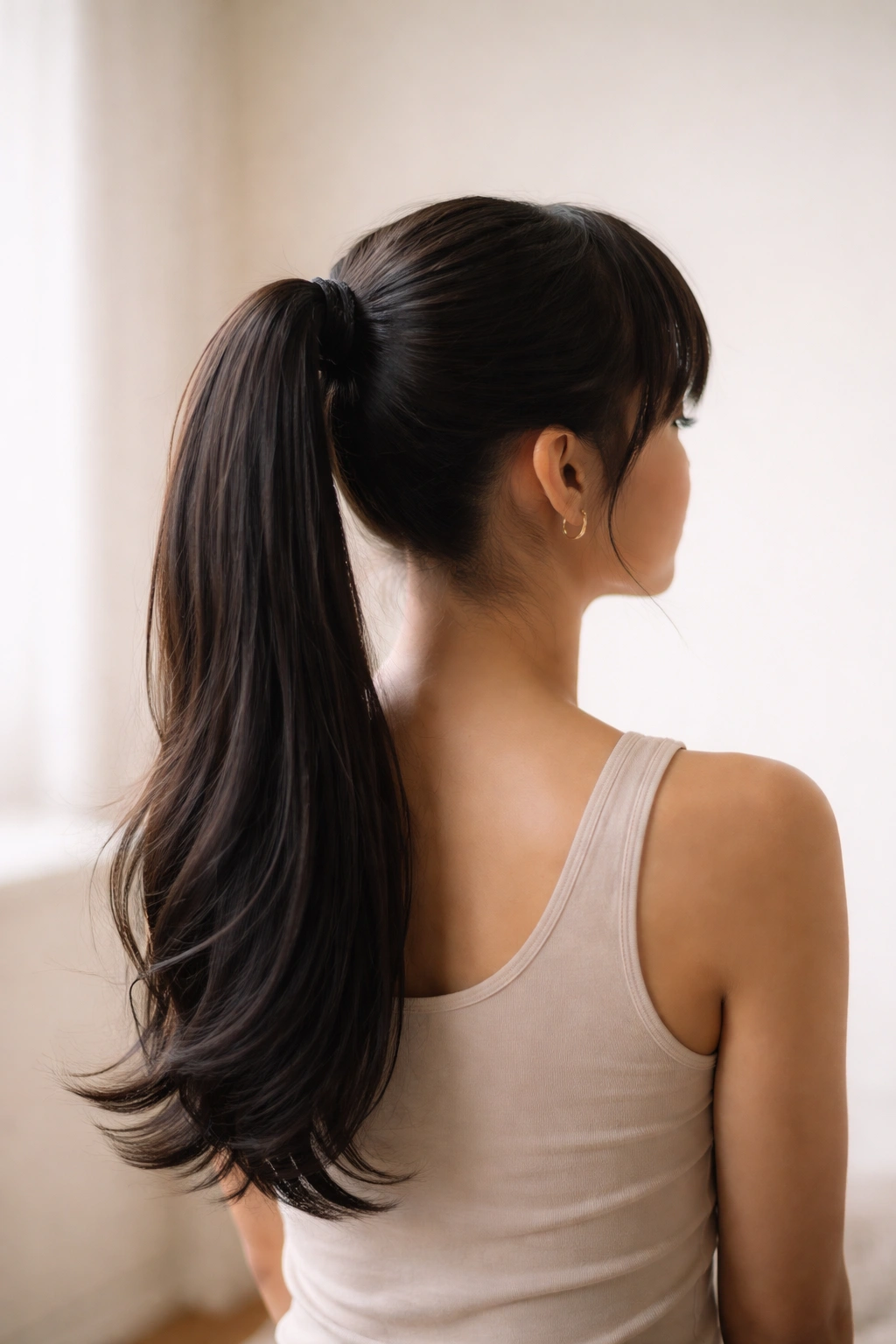 Minimal studio portrait suggesting reflection on hairstyle transformations