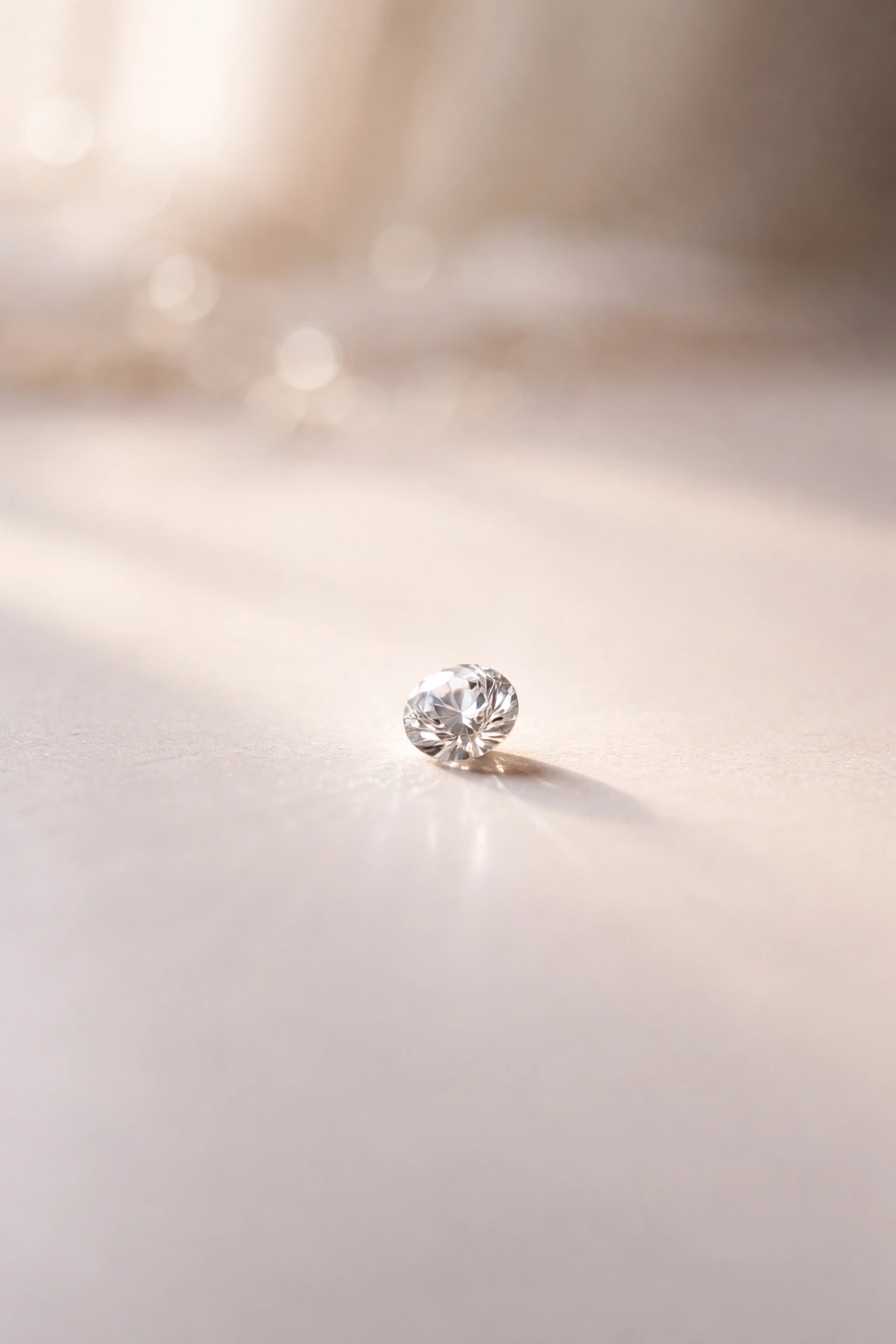 Minimalist still life of a single jewel on a neutral surface
