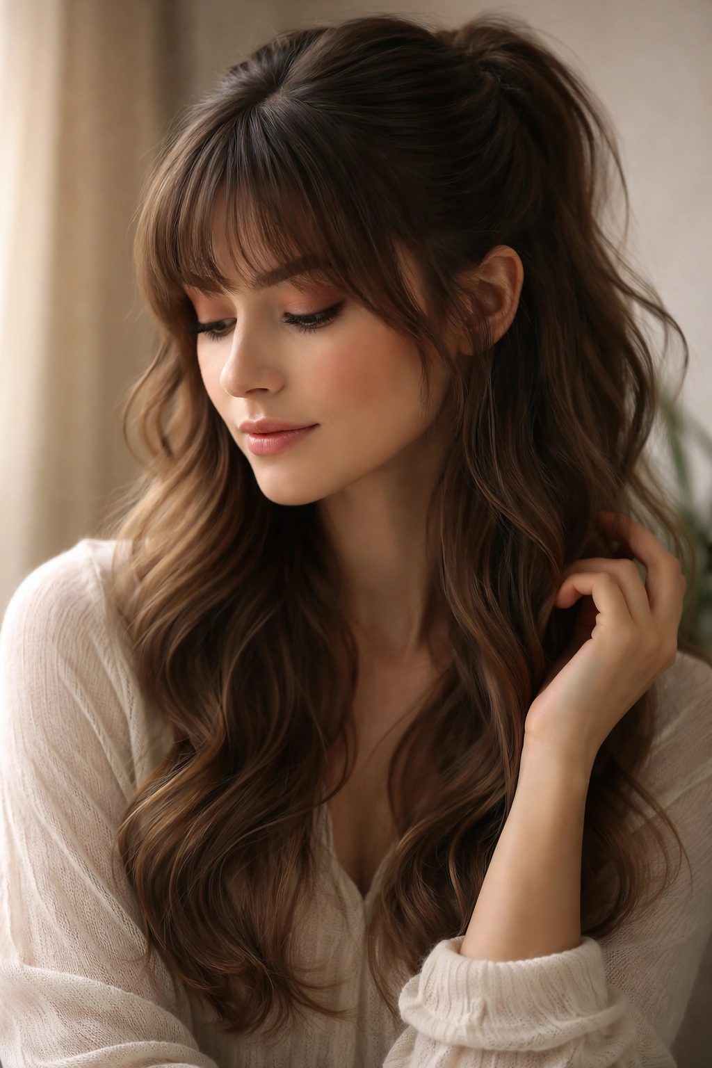 Contemplative portrait with calm mood and soft lighting