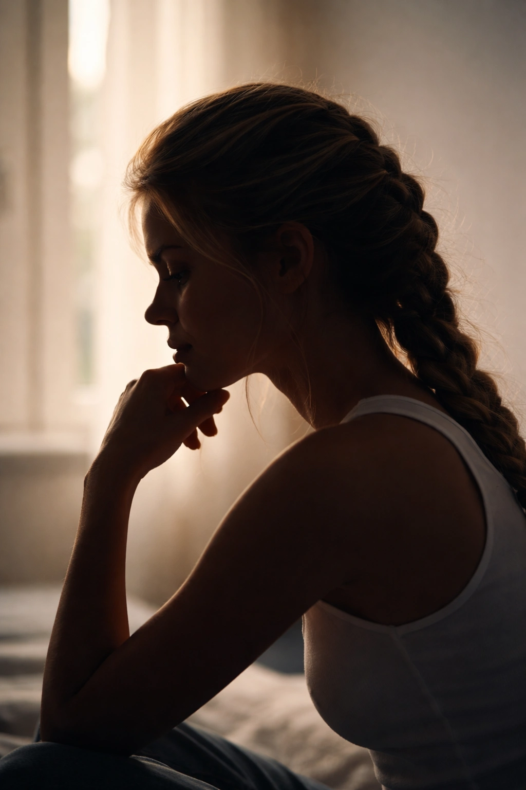 Profile silhouette of a person in contemplation, representing final thoughts