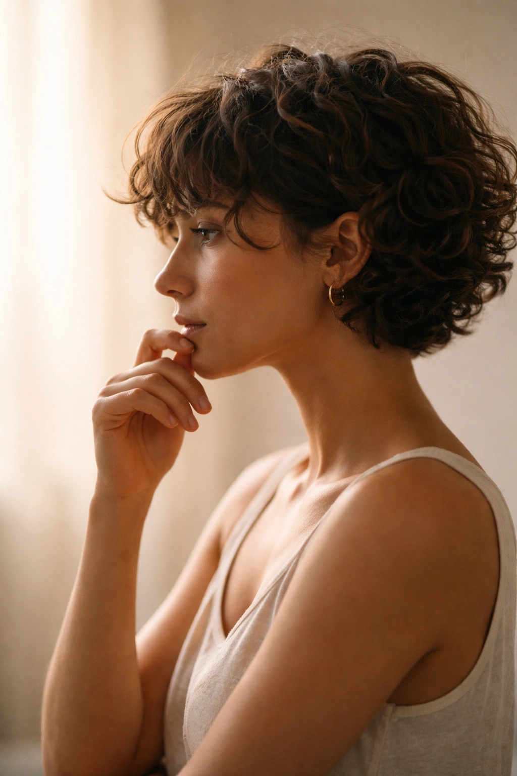 Silhouette of a person in a thoughtful pose against a soft gradient background