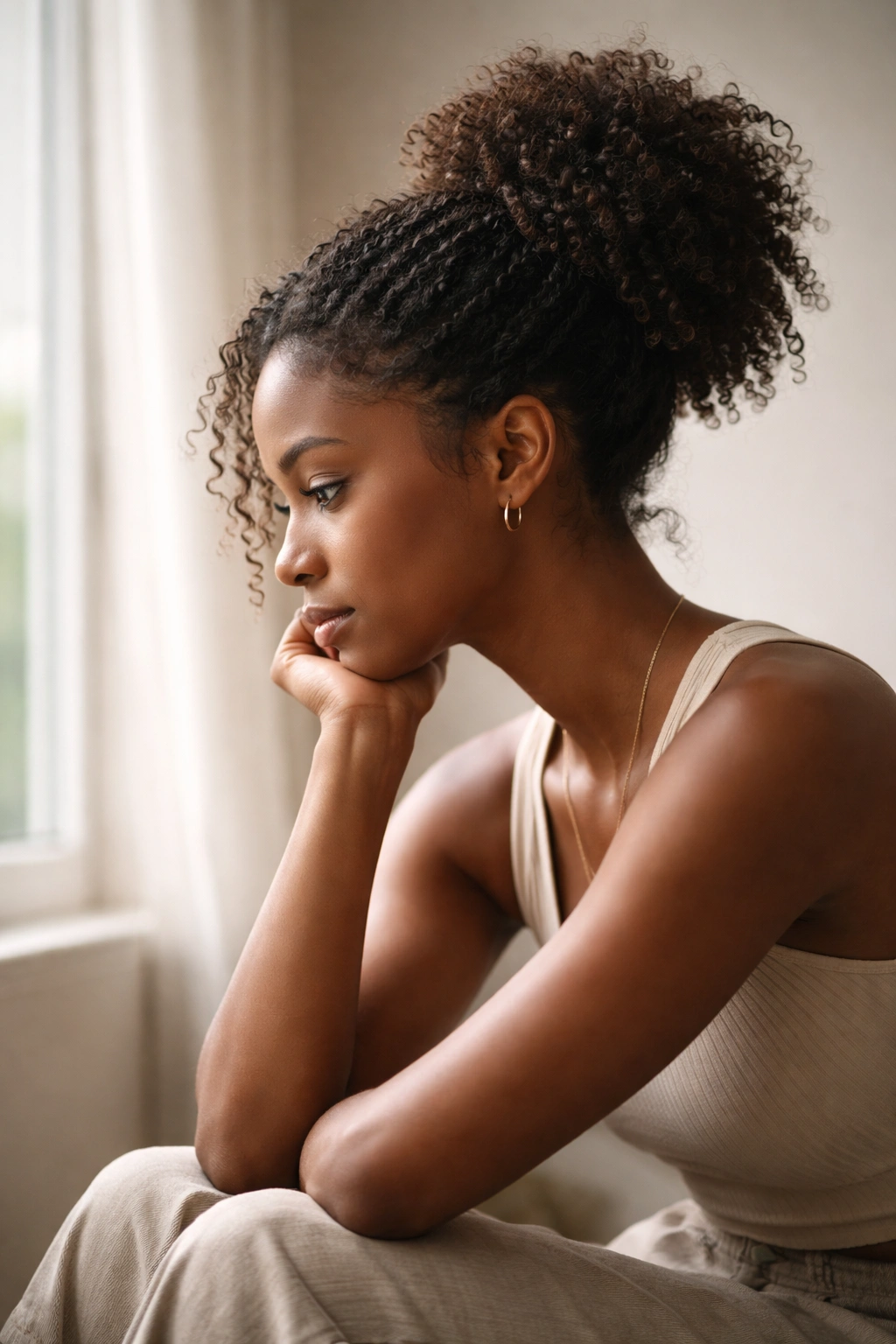 Silhouette in a thoughtful pose in a minimal setting, representing final thoughts.