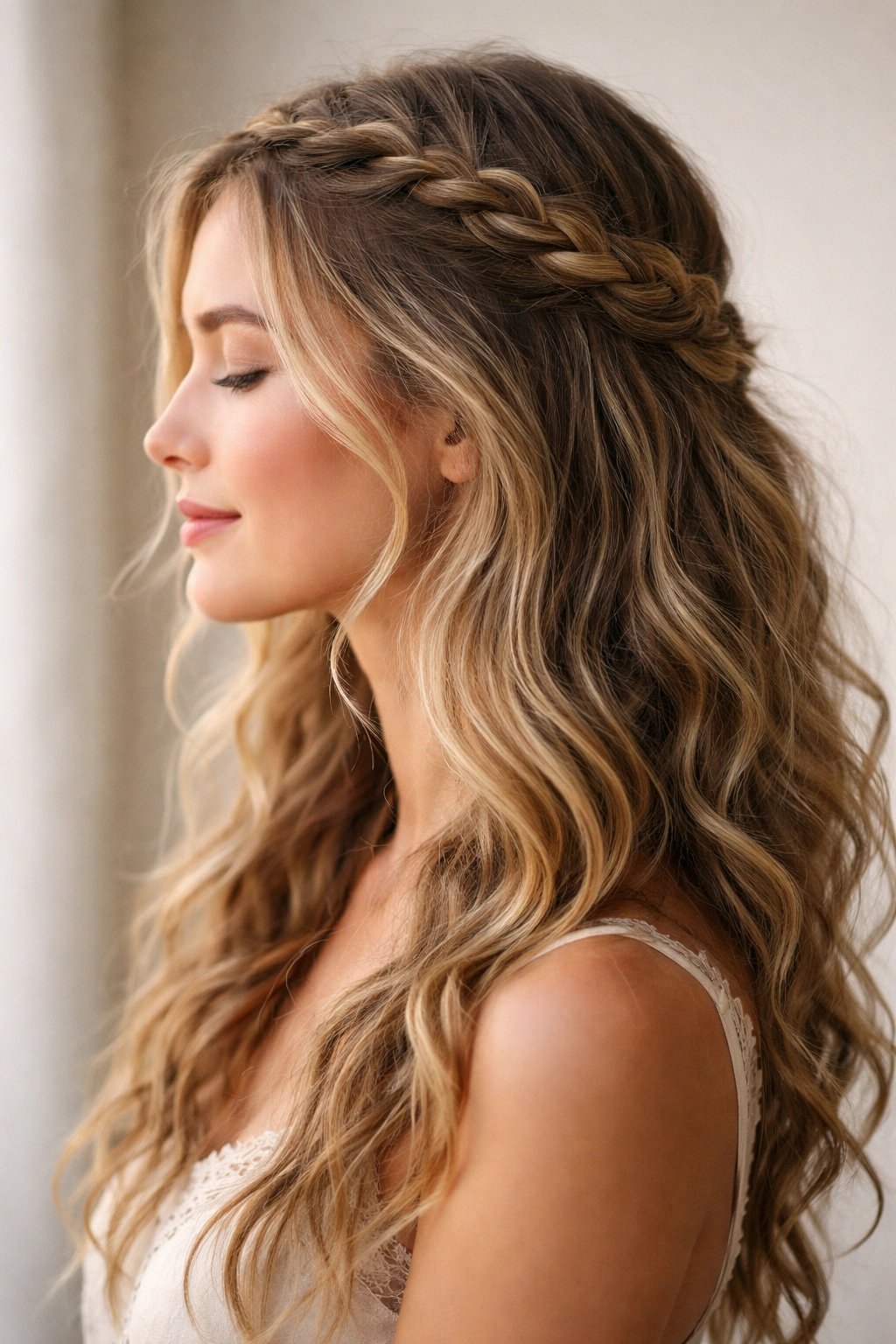 Side profile of a person with wavy hair and a relaxed crown braid symbolizing final thoughts