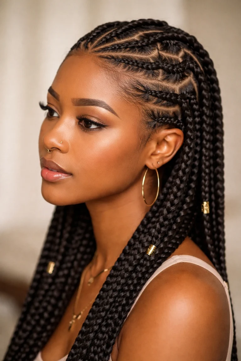 14 Zig Zag Cornrows With Box Braids