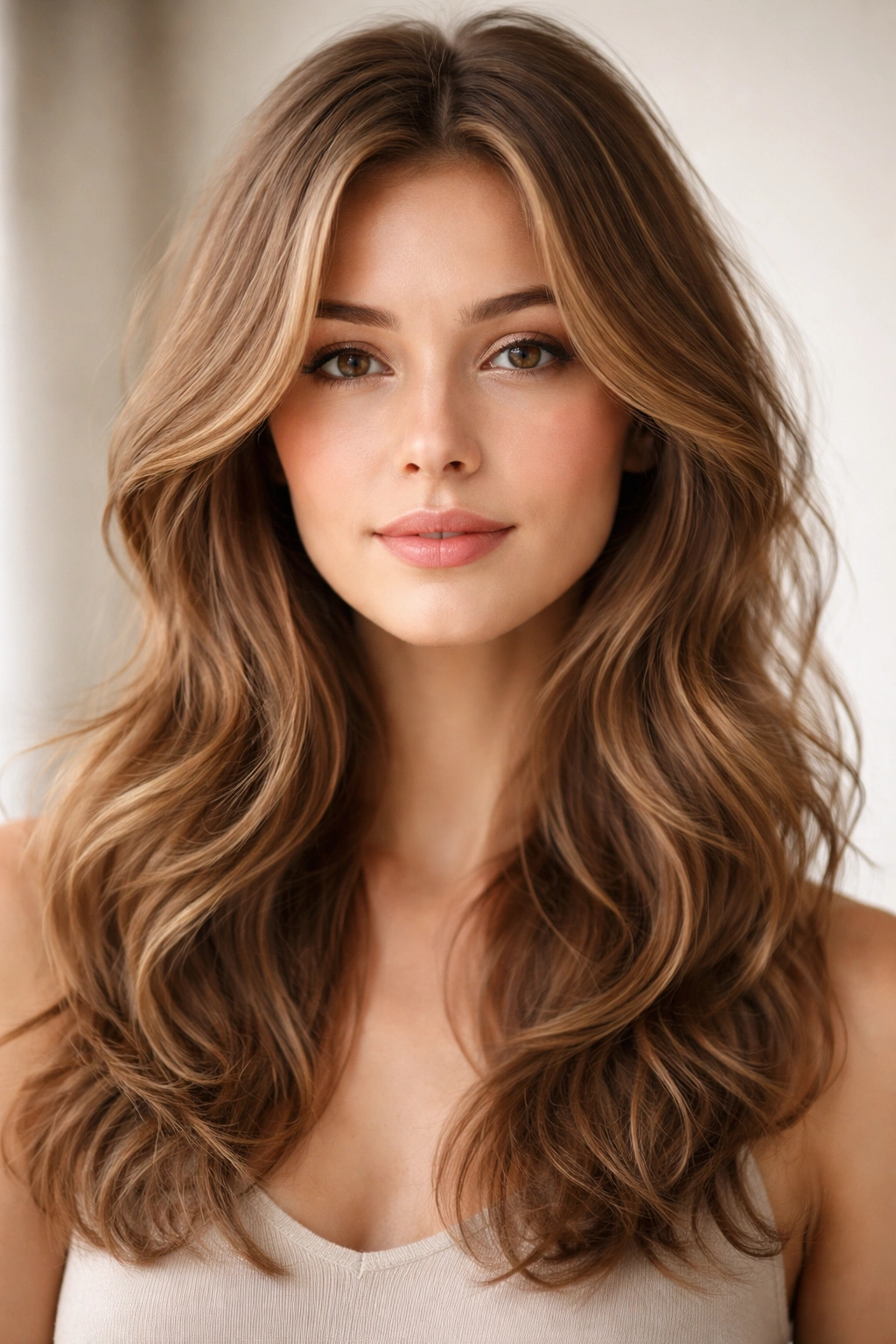 Fine wavy hair with subtle, barely-there layers creating gentle movement.