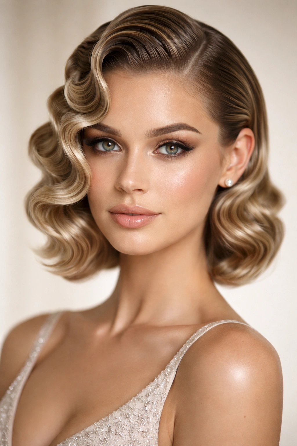 Finger waves with modern gloss and sculpted shine