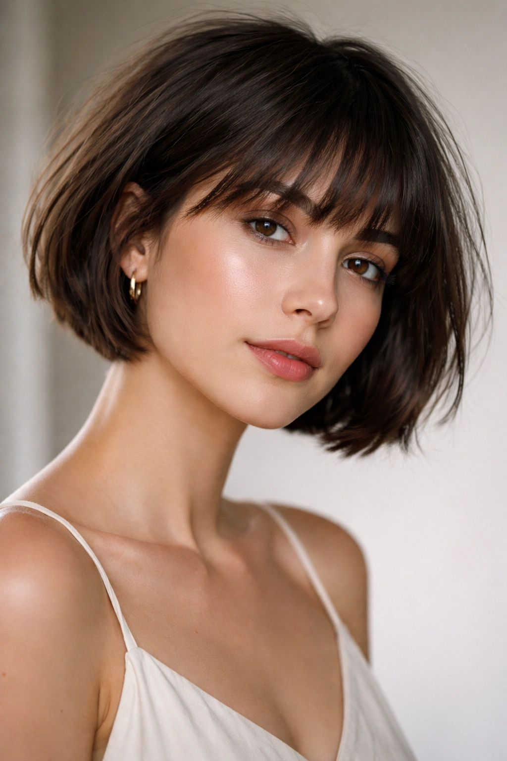 French bob short choppy texture cropped at ears