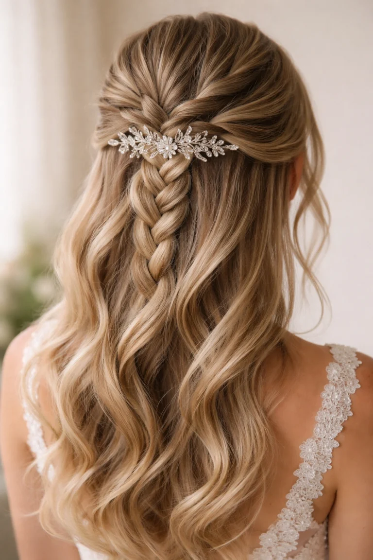 12 French Braid Half Up Half Down for Weddings