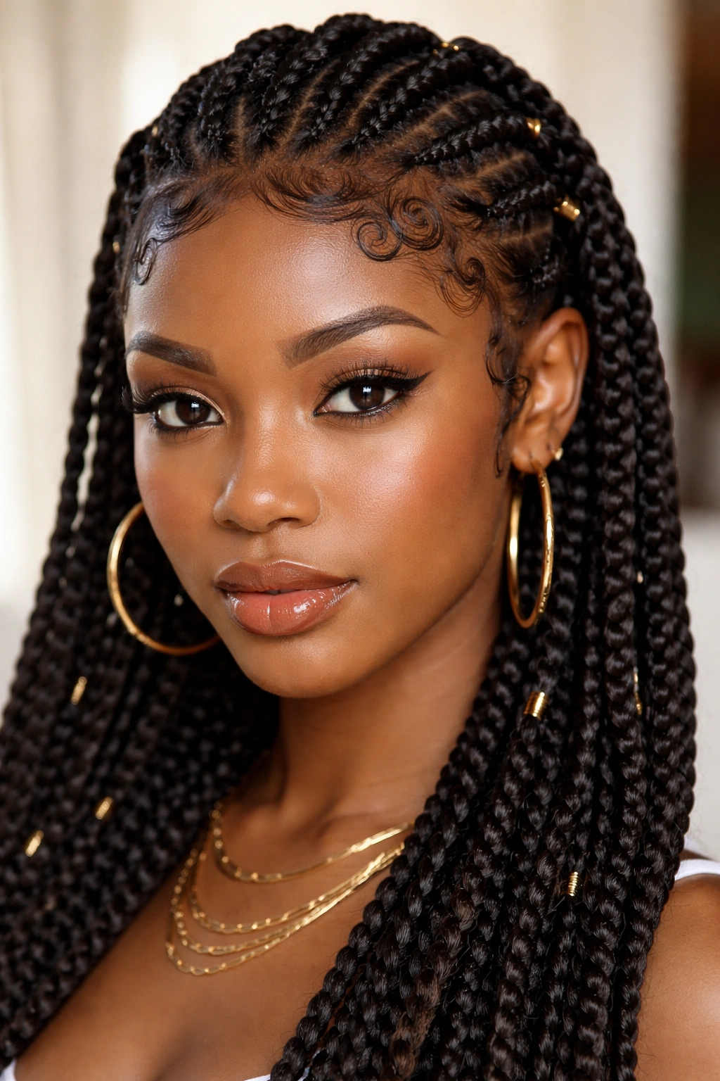 Fulani twists with defined baby hair patterns along the hairline