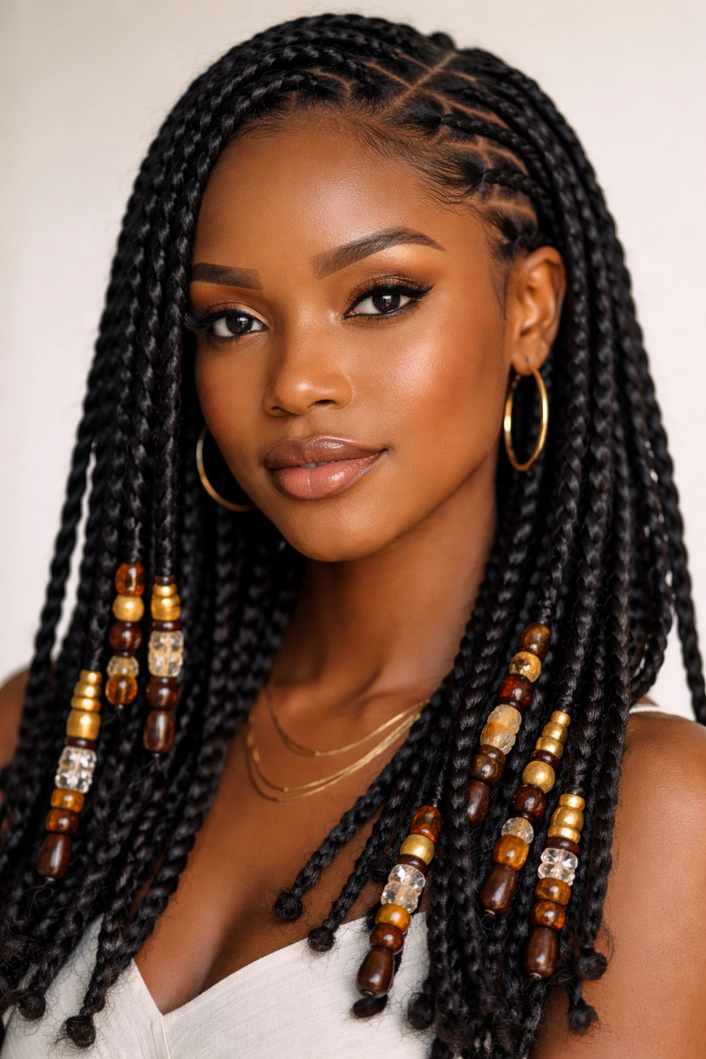 Fulani twists with beads threaded onto twists