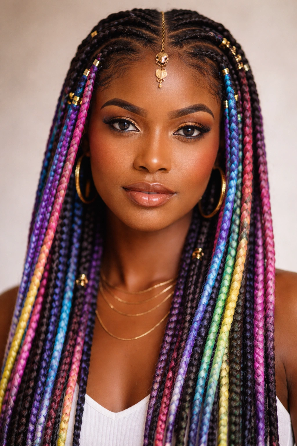 Fulani twists with vibrant color accents along the lengths