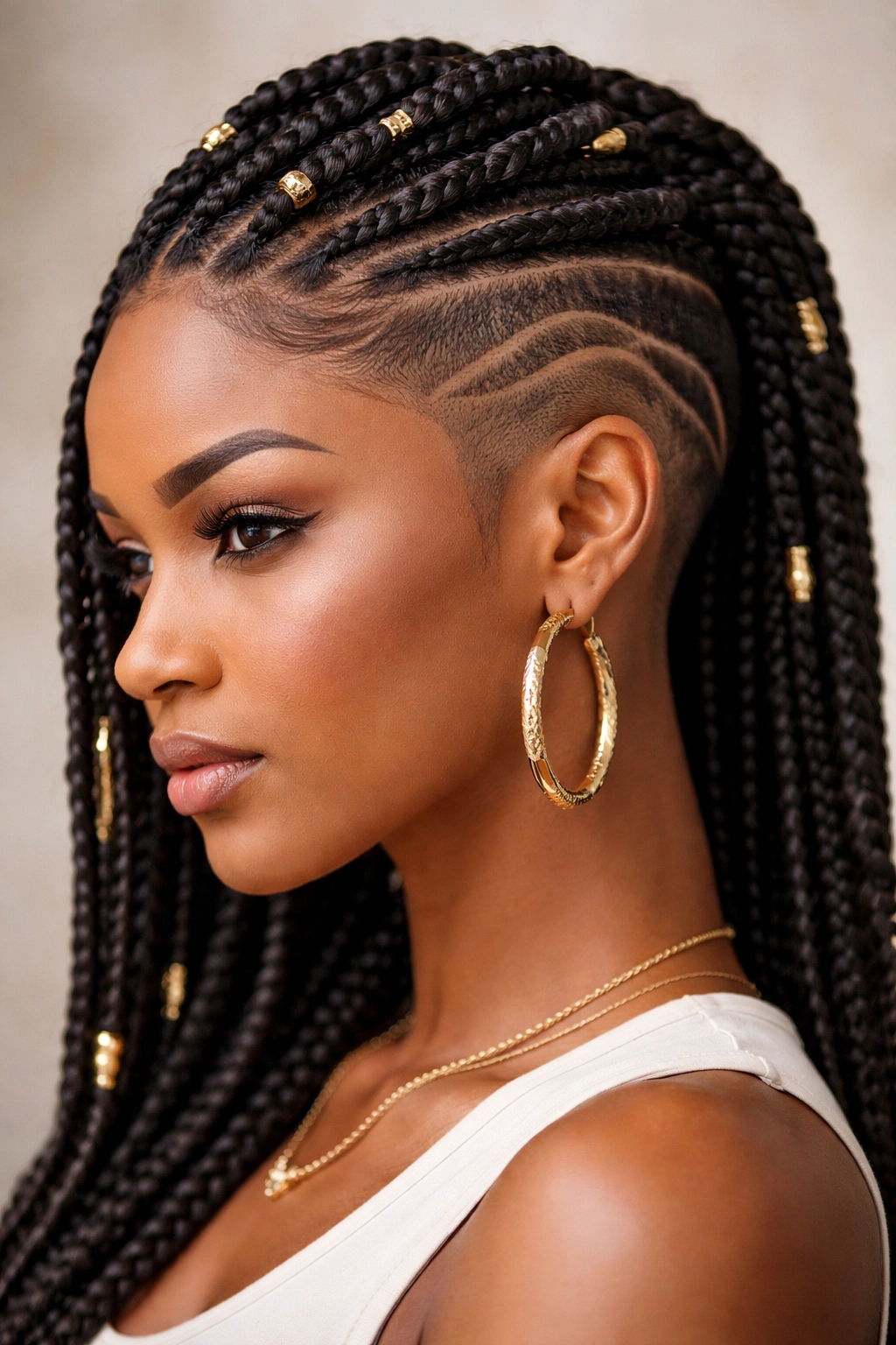 Fulani twists on top with shaved sides showing contrast