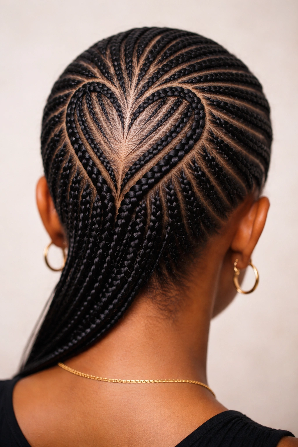 Geometric heart outline formed by thin braids in a minimalist design
