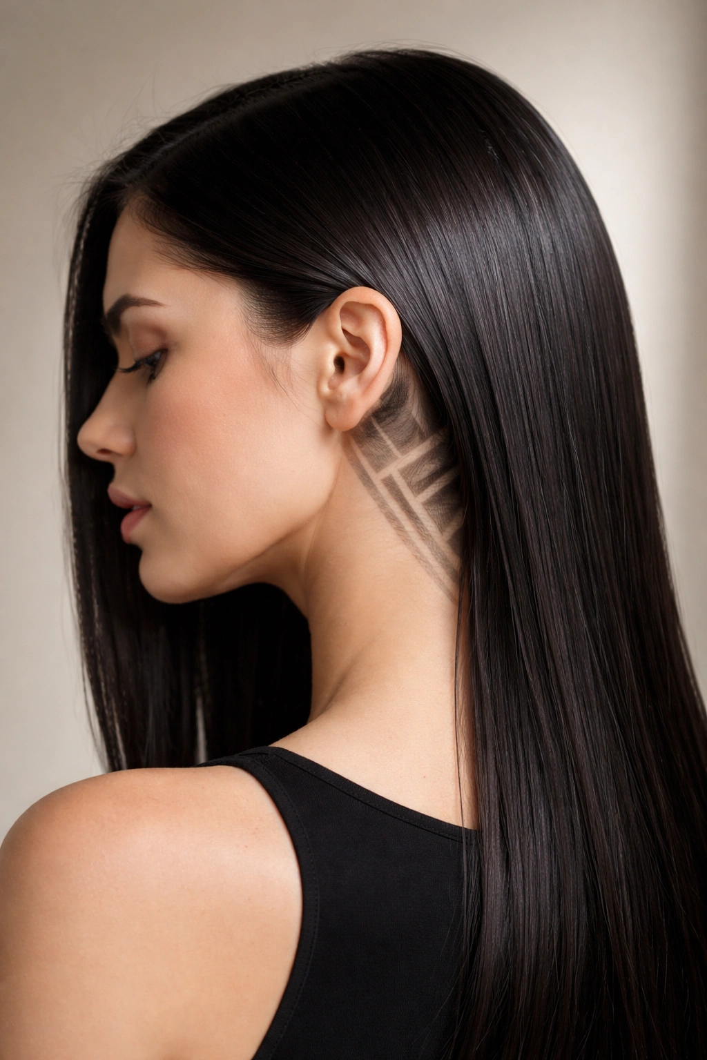 Side profile showing a hidden undercut behind the ear