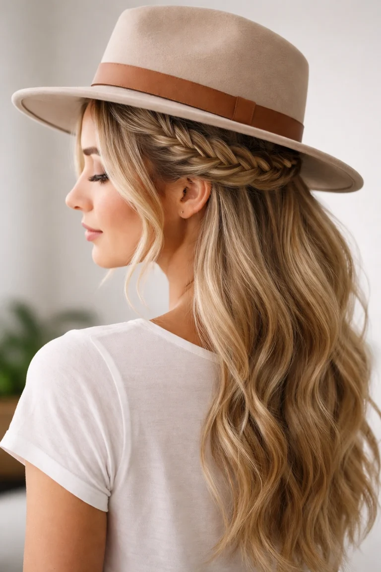 15 Half Up Half Down Styles With a Hat