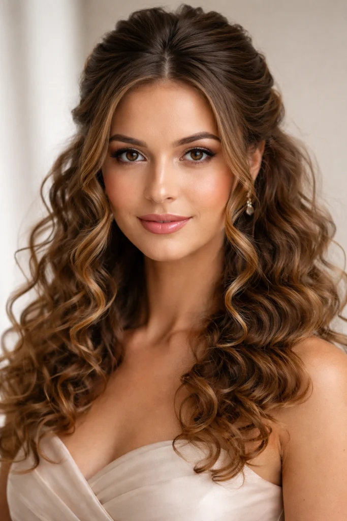 15 Half Up Half Down Bridesmaid Styles for Curly Hair