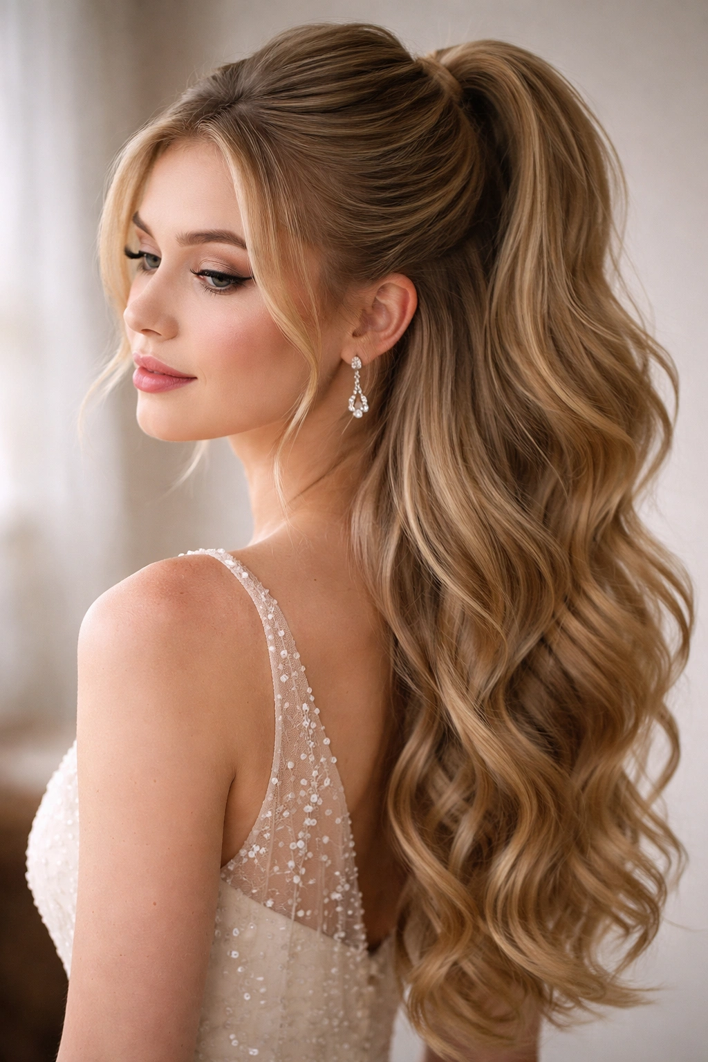Head-and-shoulders view of a half-up ponytail with flowing hair