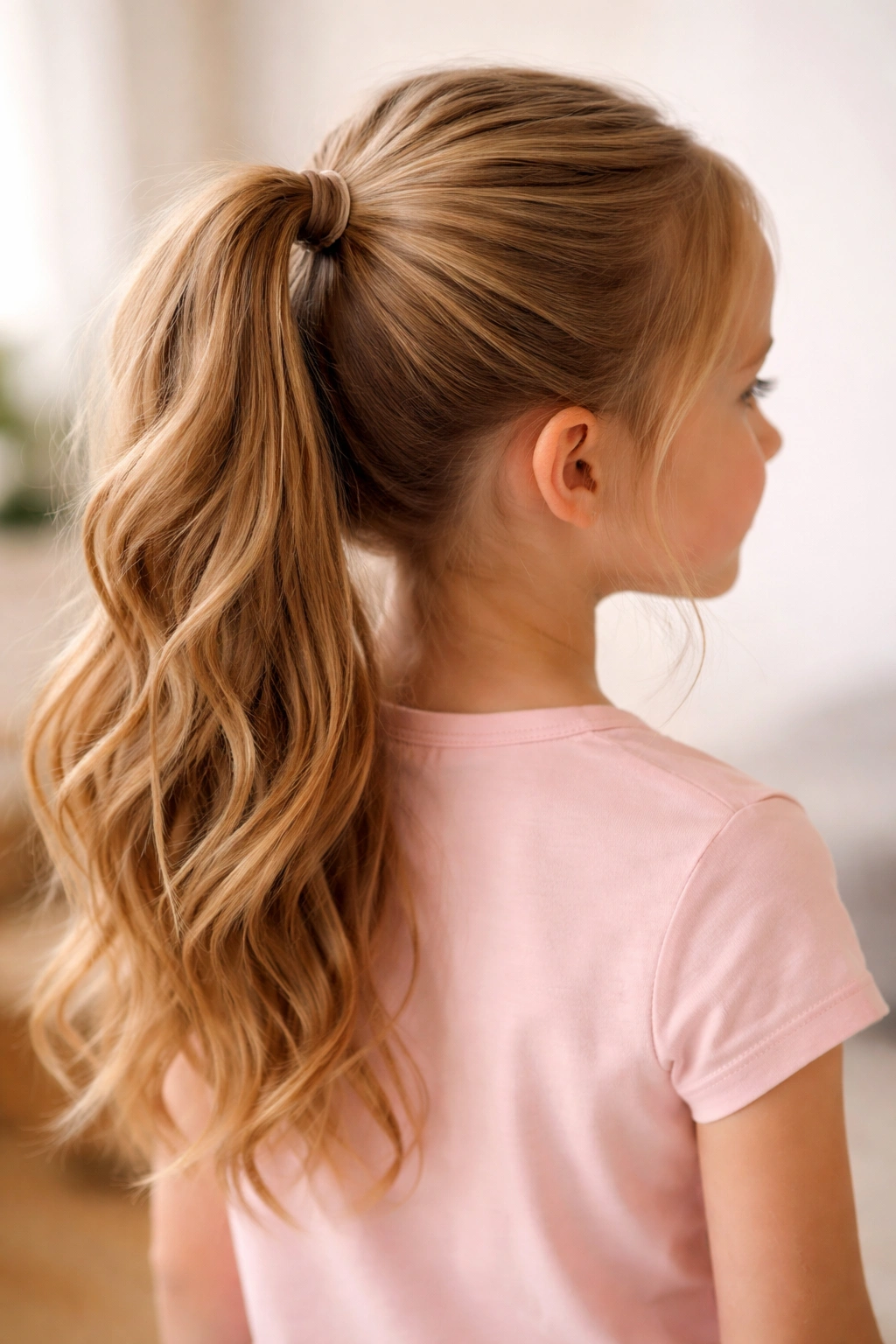 Top half in a ponytail with bottom half loose