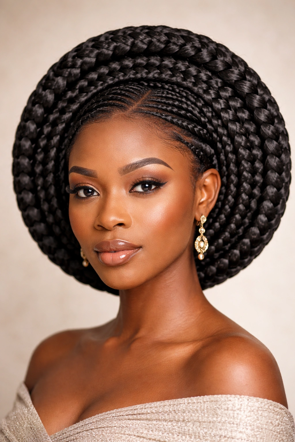 Halo braid circle encircling the head, no text