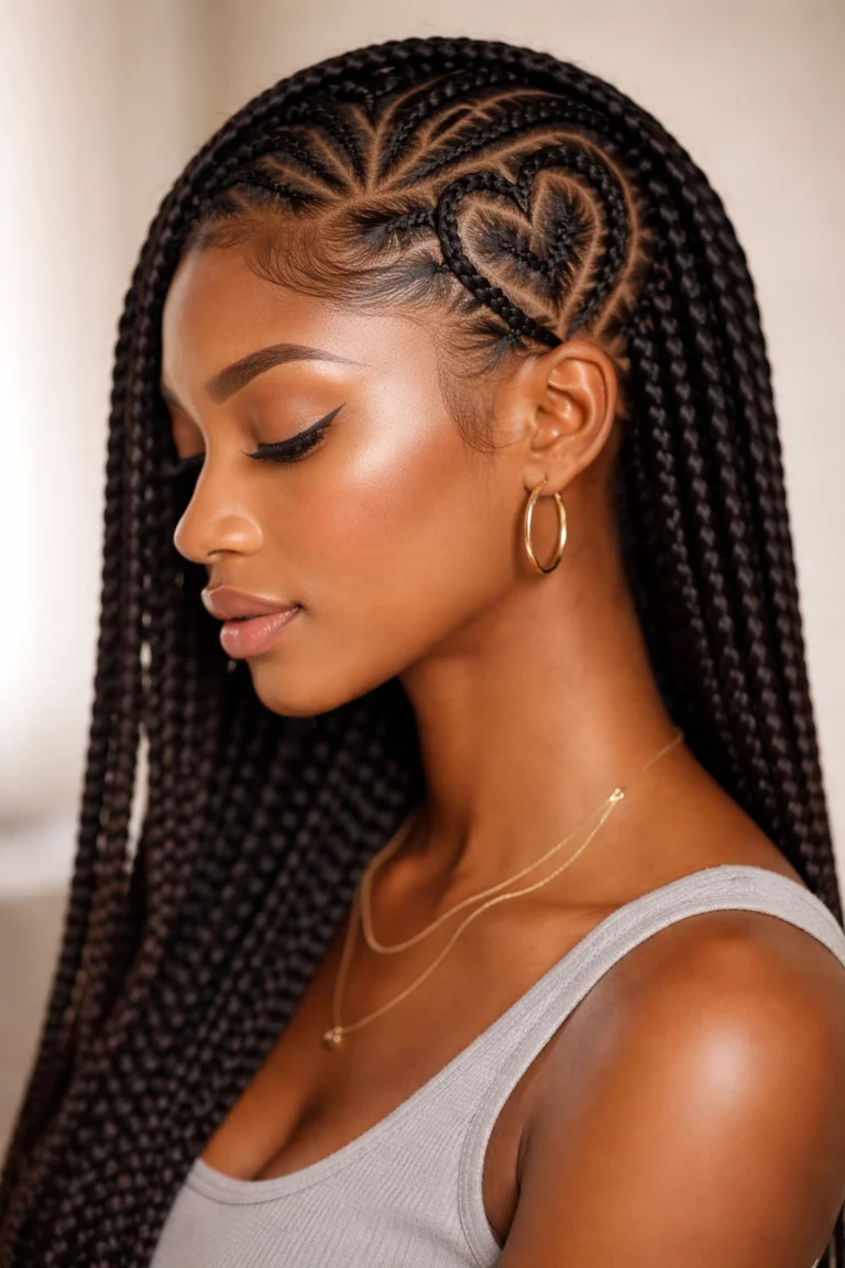 10 Side Cornrow Styles With Heart Design