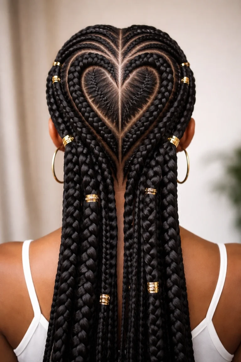 15 Stitch Cornrows With Heart Design