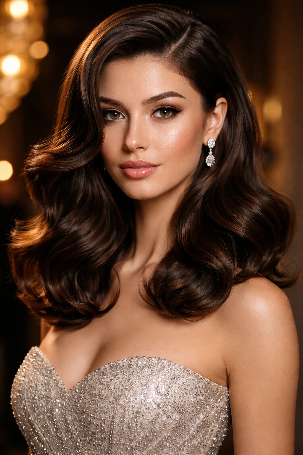 Hollywood glam waves on octopus cut hair