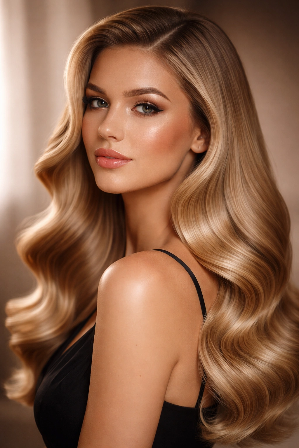 Hollywood-style uniform waves on straight hair