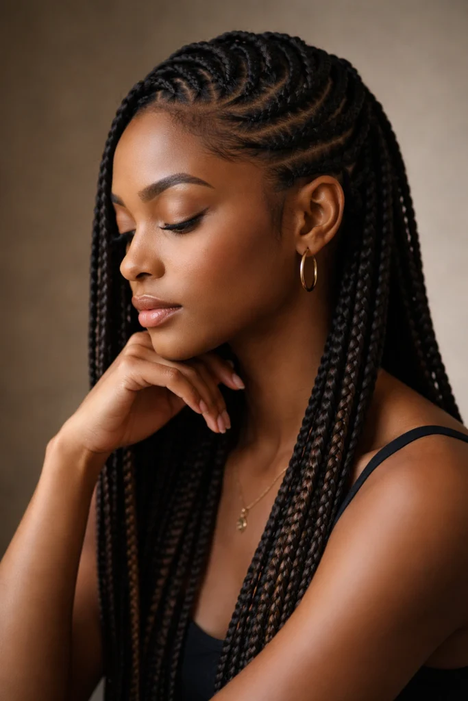 10 Flat Twist Cornrows With Box Braids