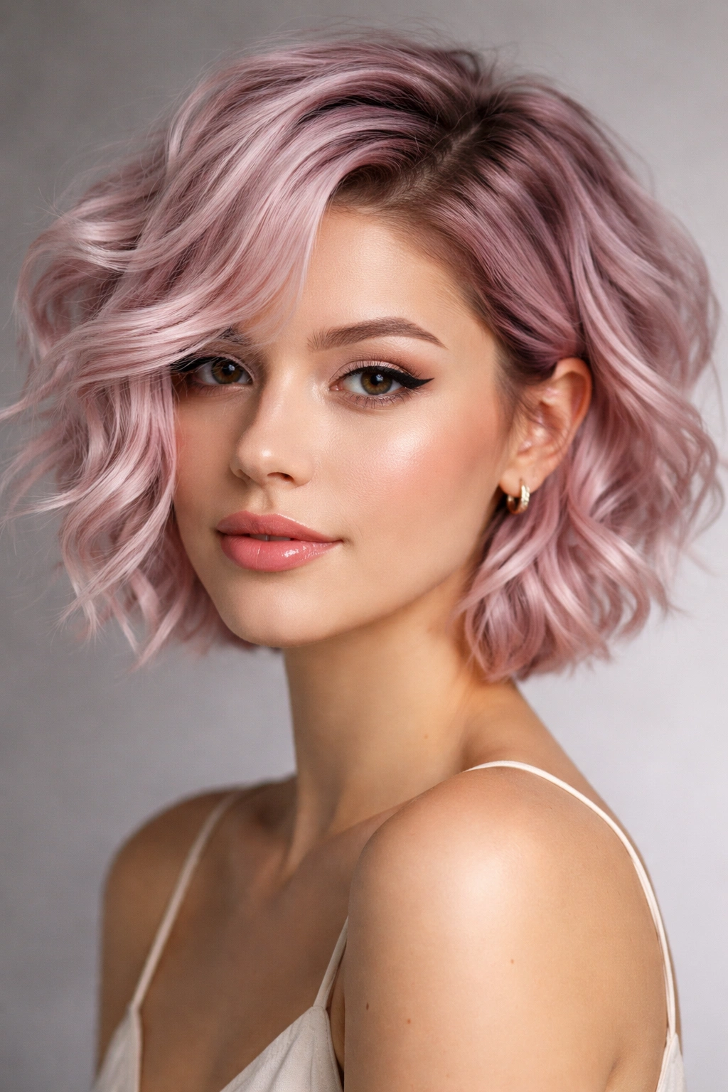 Icy pink frosted waves with dimensional highlights.
