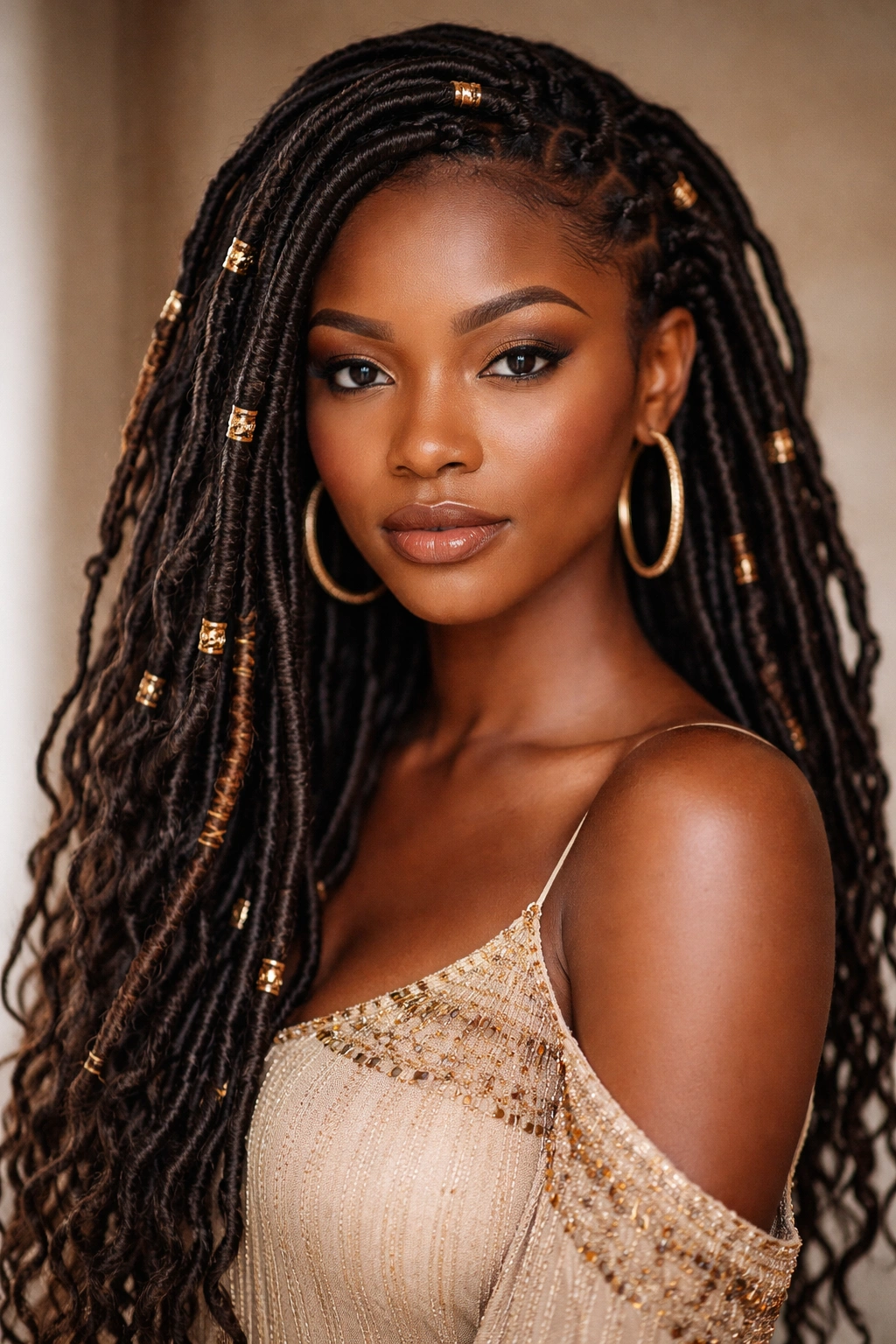 Igbo goddess locs with varied diameters close-up