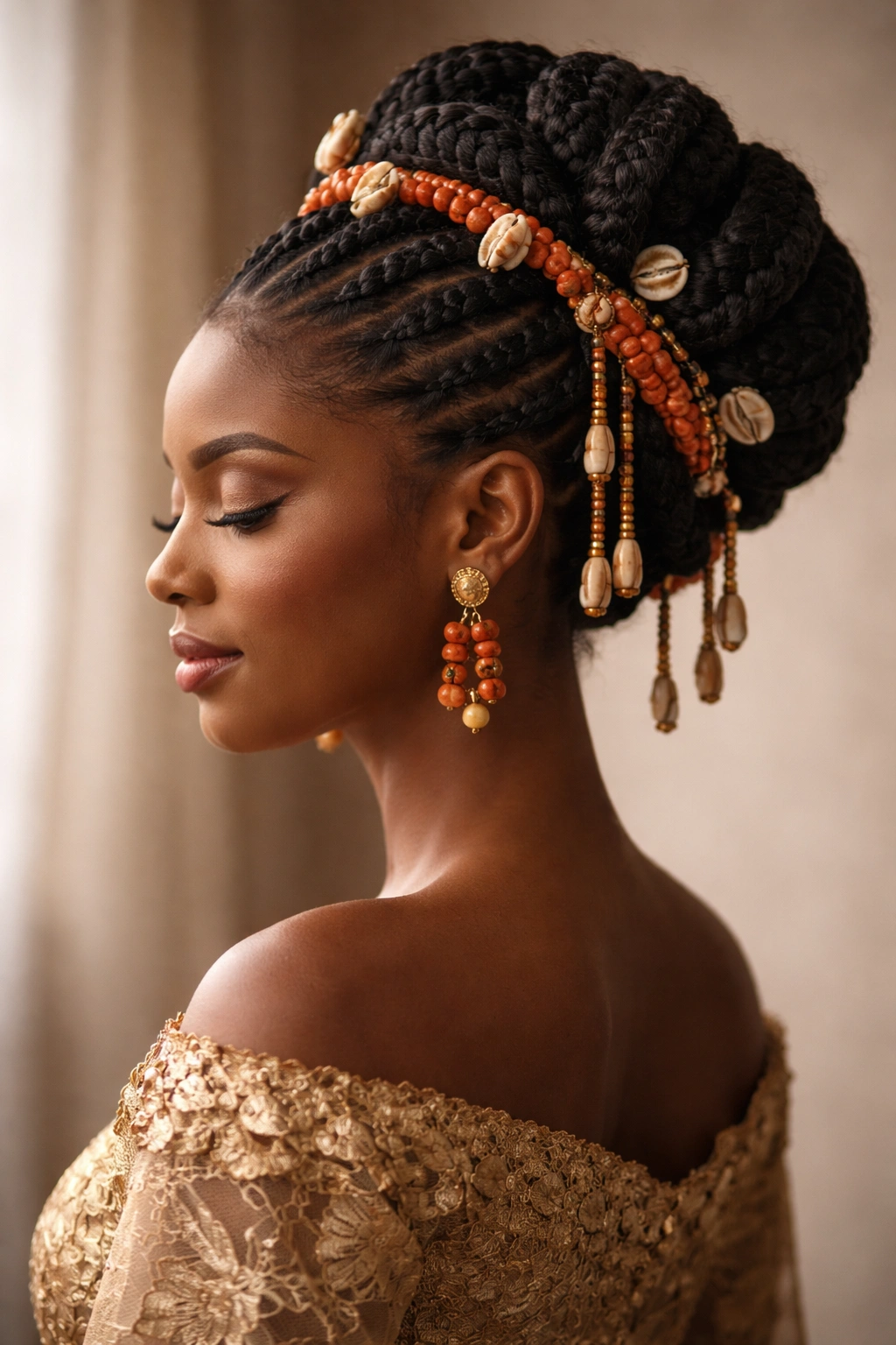 Minimalist portrait of an elegant Igbo hairstyle