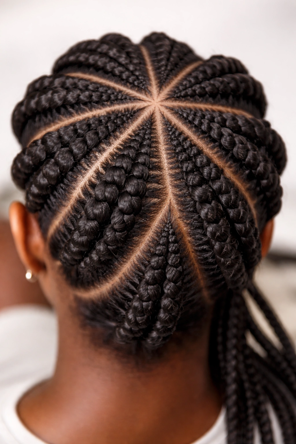 Geometric triangular sections with stacked braids on scalp