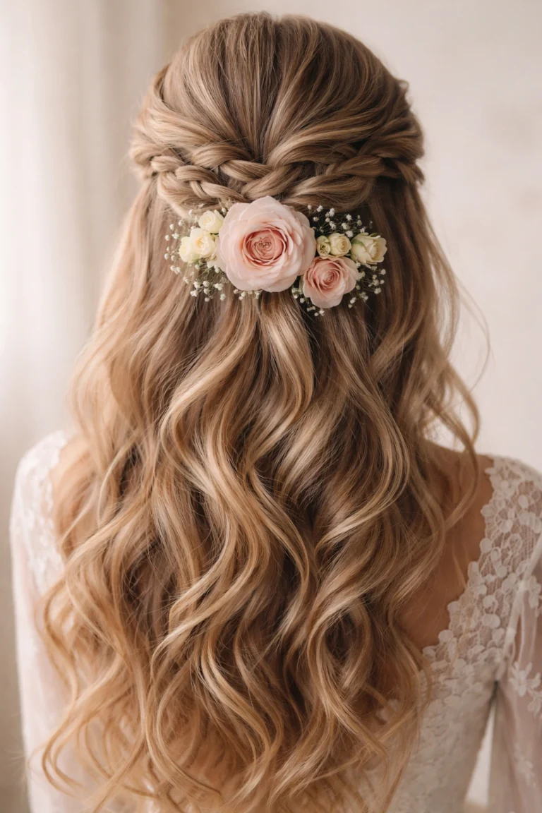 18 Braided Half Up Half Down With Flowers