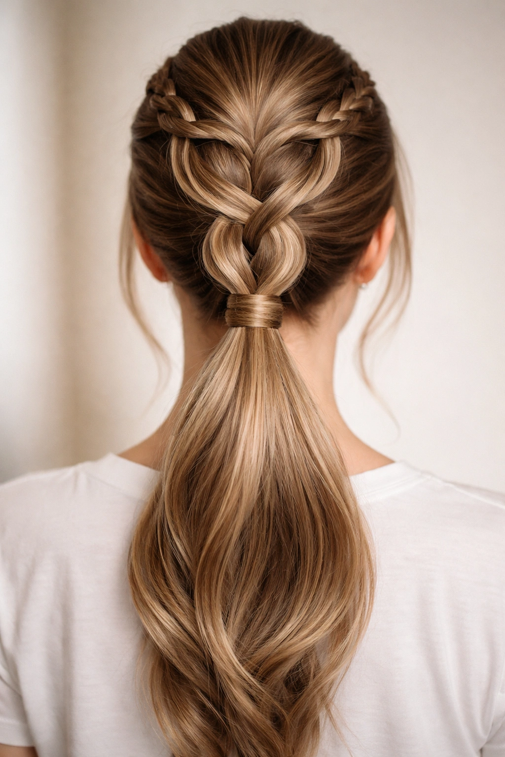 Infinity Twisted Braid Ponytail with figure-eight loops