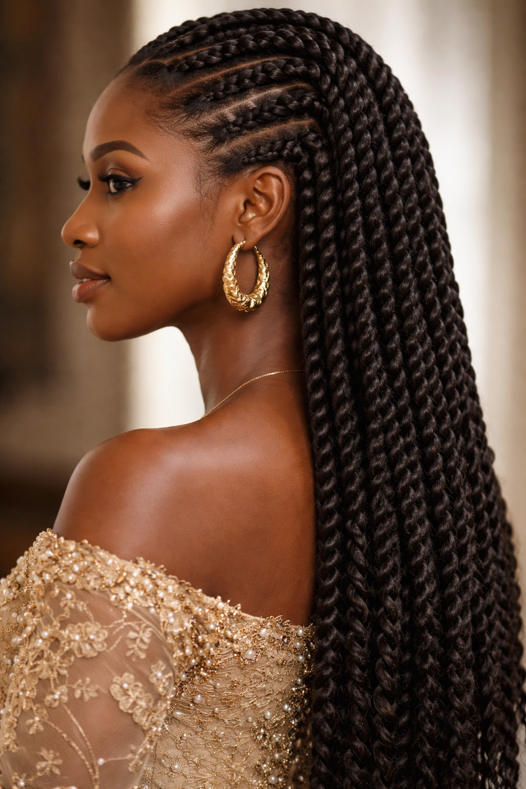 Two-strand Irun Talaẹ twists forming sleek, uniform braids