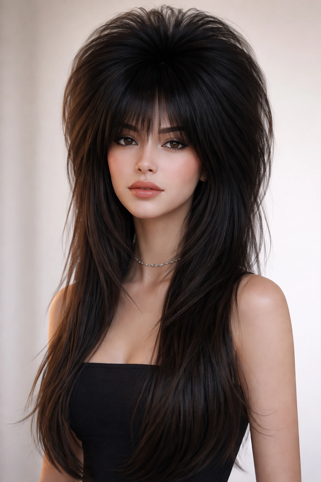Portrait of a jellyfish haircut with extreme crown volume