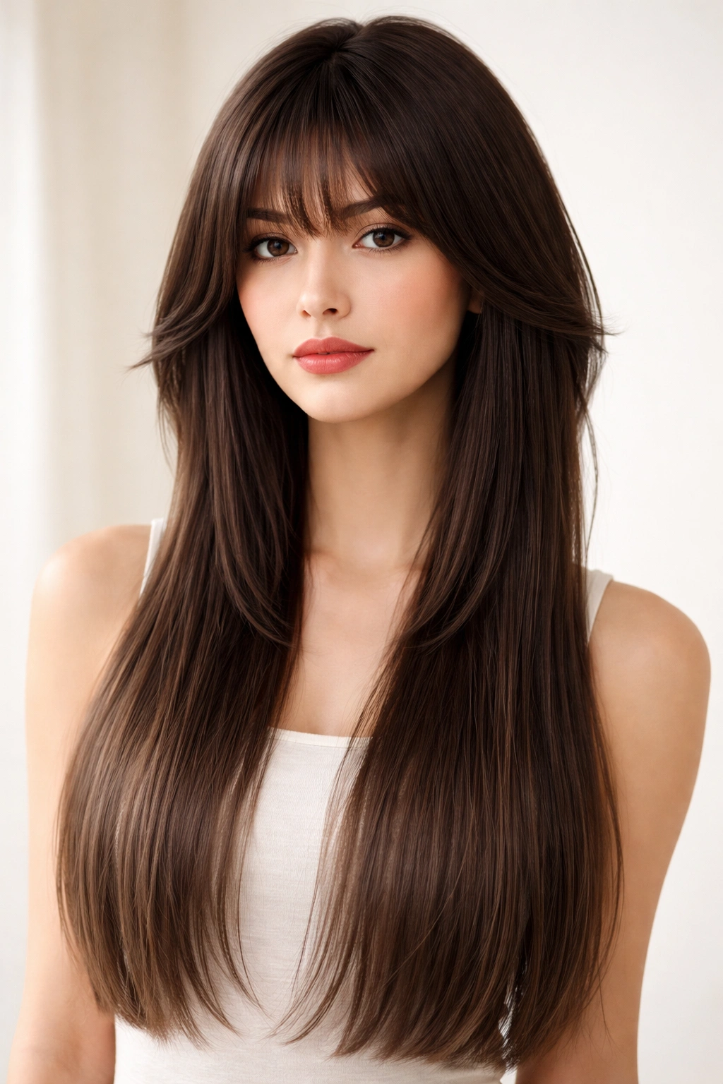 Portrait of a jellyfish haircut with long straight underneath layers