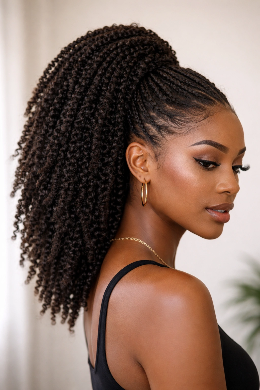 Kinky twist crochet ponytail with dense texture