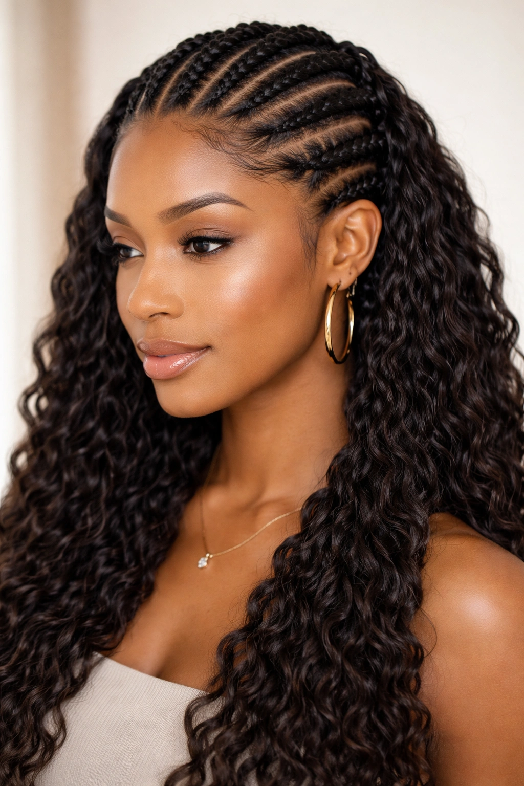 Knotless crochet cornrows with seamless blend at the scalp