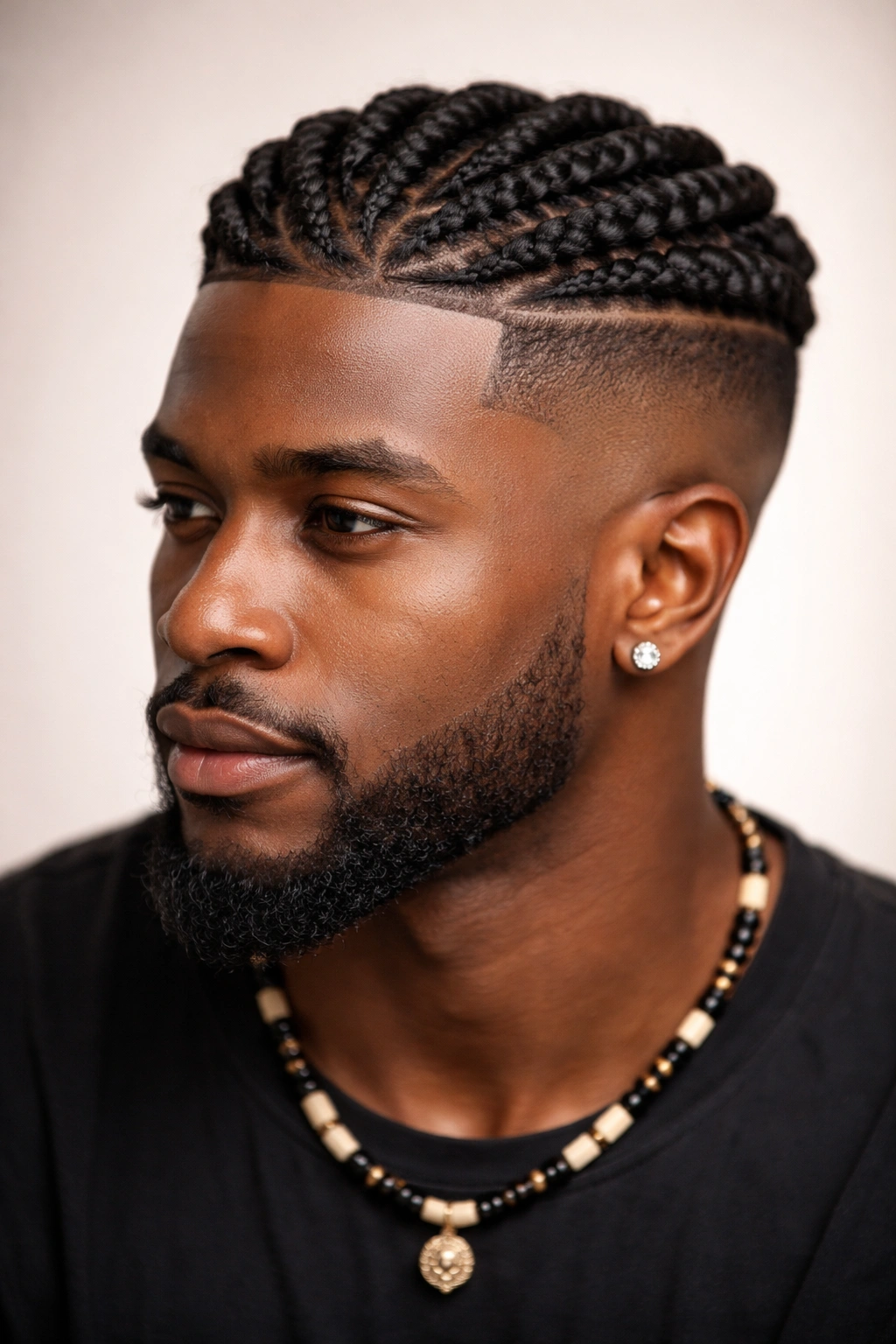 Braided crown with shaved sides showing negative space