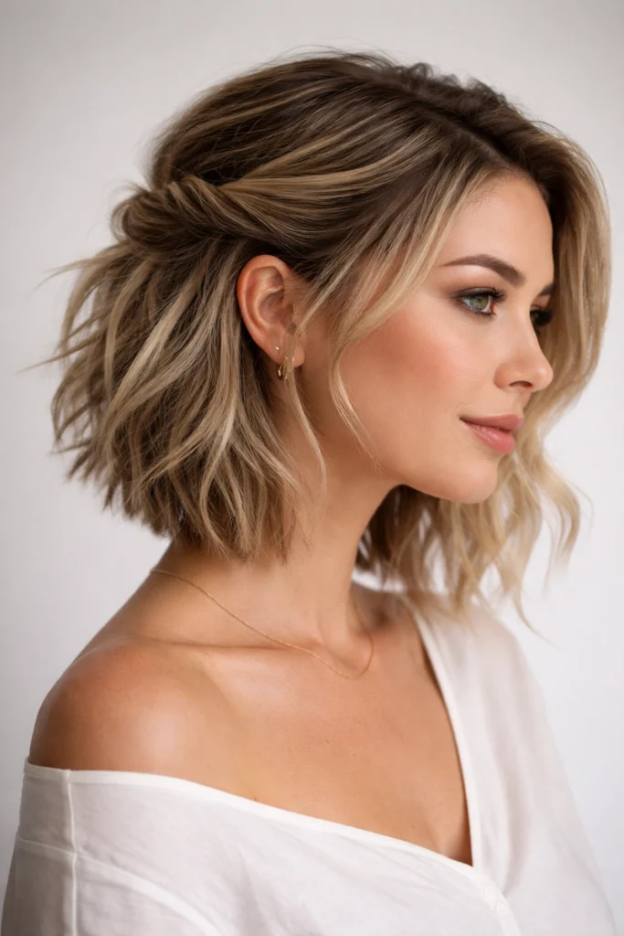 8 Layered Half Up Half Down for Short Hair