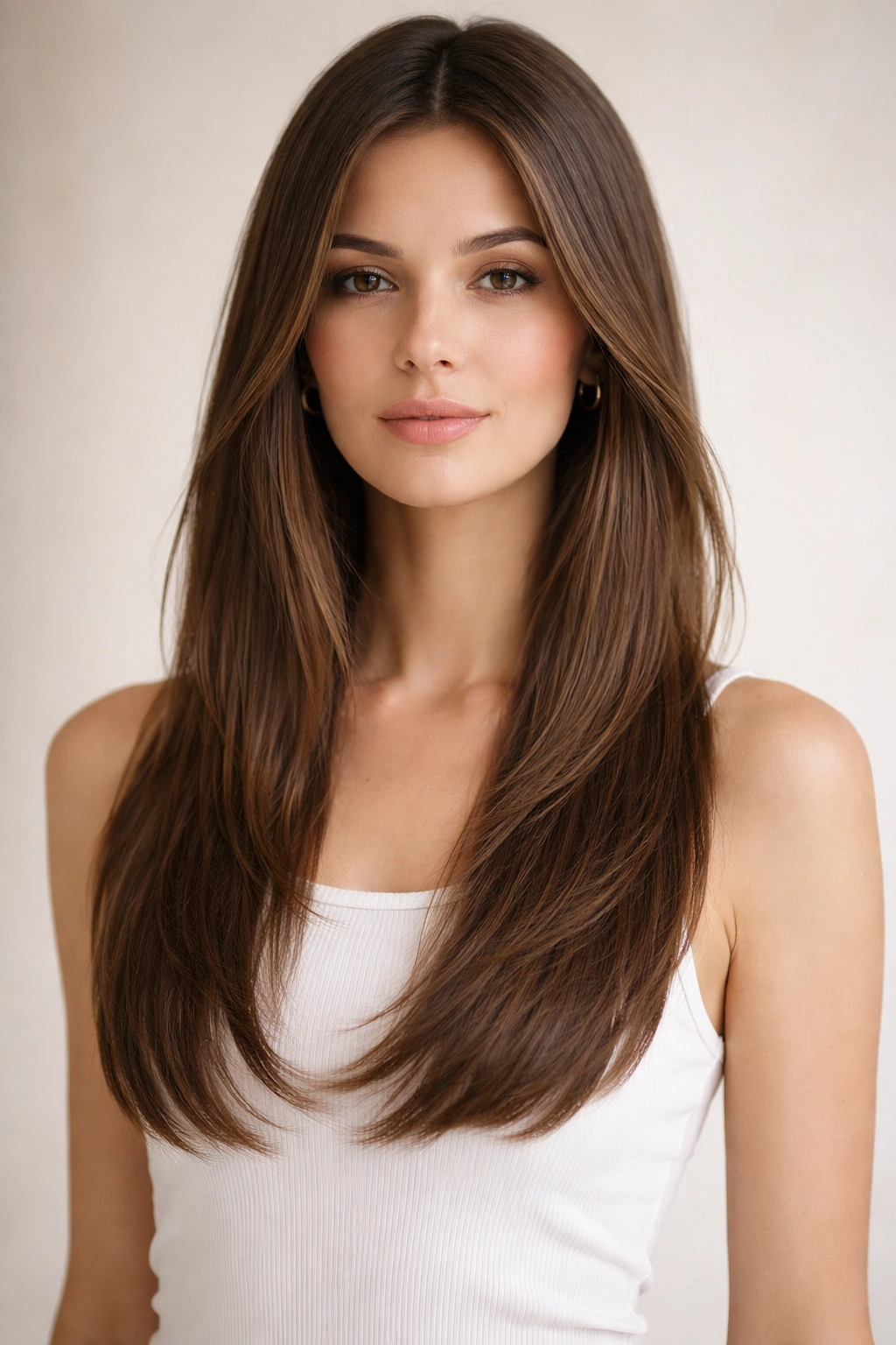 Long midi-length hair with near-invisible micro texture layers